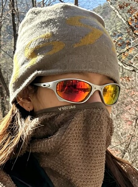 未来感金属镀膜登山墨镜椭圆机械凹造型运动太阳眼镜近视骑行眼镜