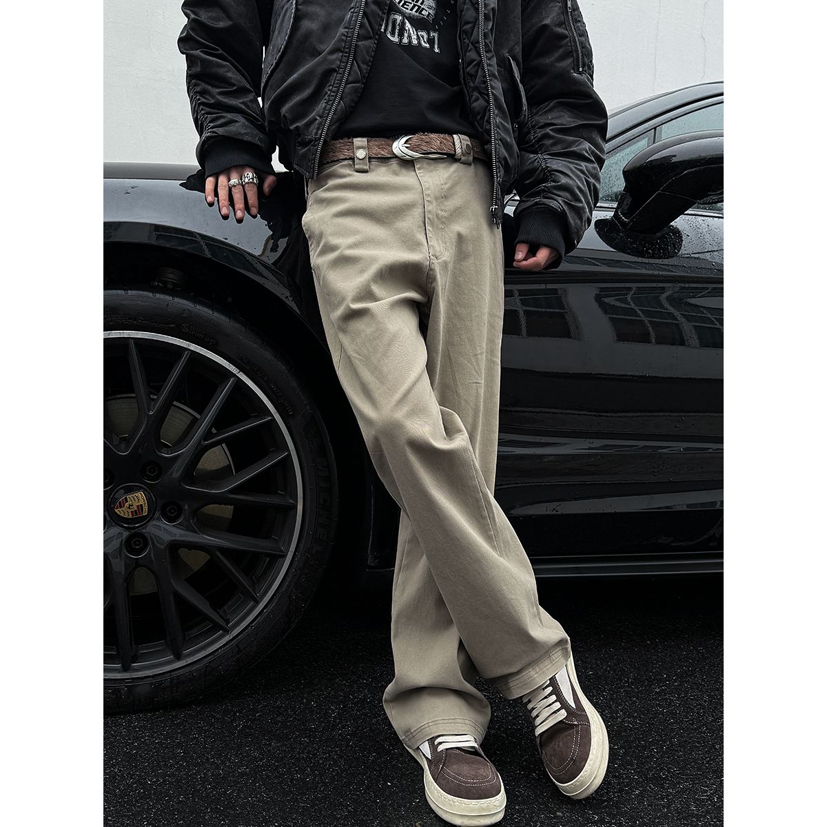 卡其色伐木工装裤男生2025春秋新款潮牌美式宽松直筒休闲秋装裤子