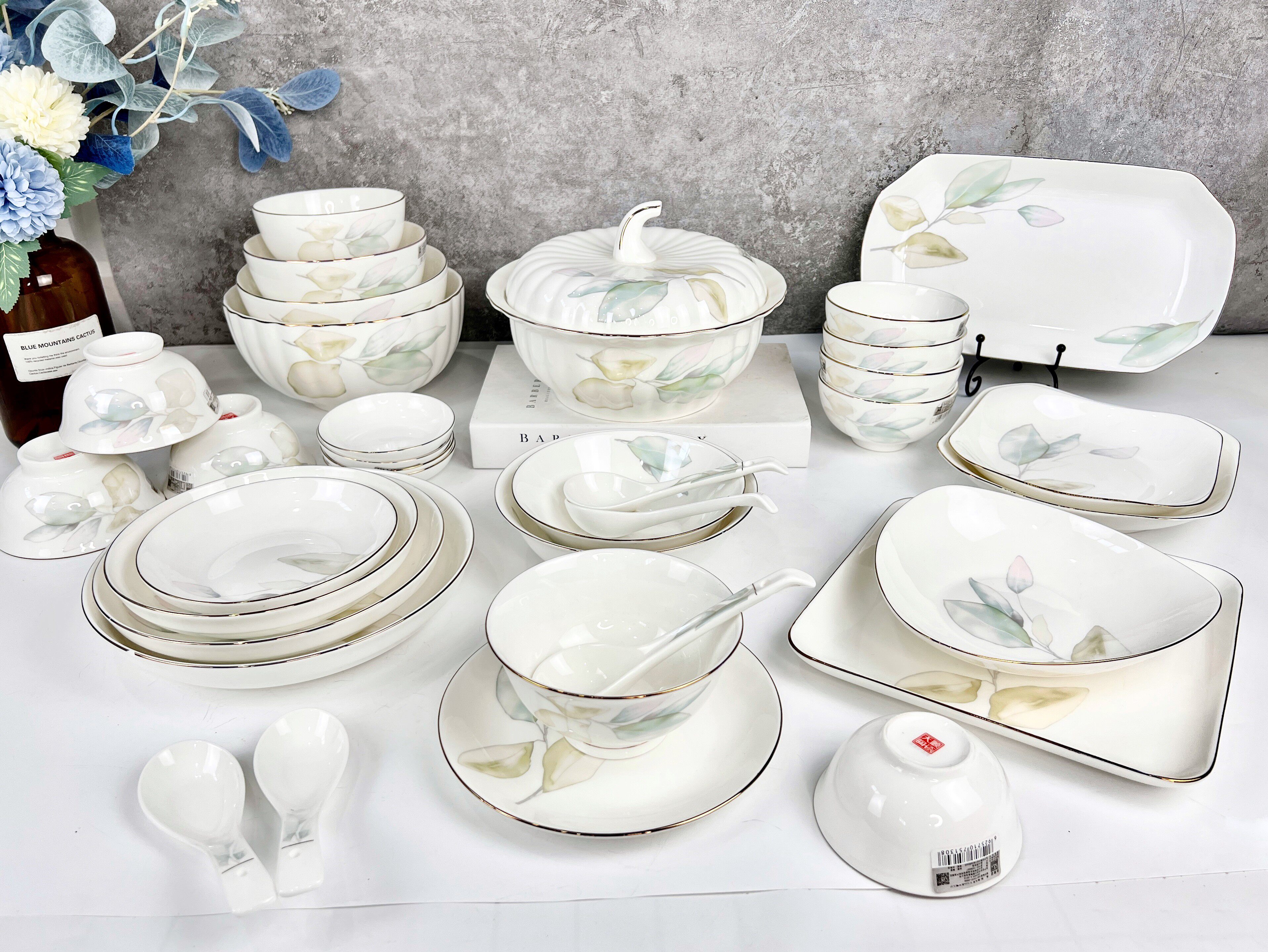 天顺陶瓷春之意系列家用吃饭碗汤碗釉上彩简约清新防烫高档餐具