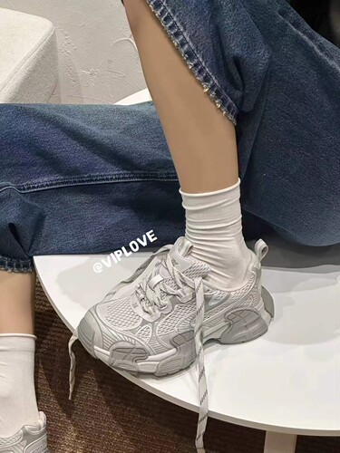 断码特惠VIPLOVE真皮老爹鞋女鞋2026春夏透气休闲潮鞋厚底小白鞋
