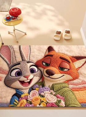 疯狂动物城入户门地垫家用玄关门口地毯卡通吸水速干硅藻泥脚垫