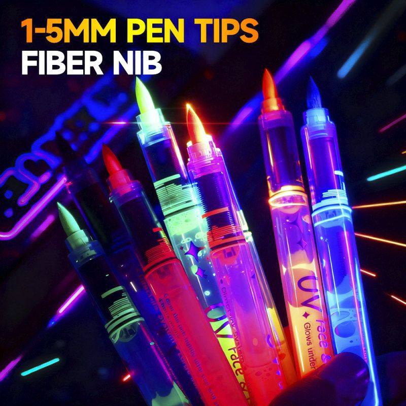 diy夜光人体彩绘笔可水洗面部涂鸦化妆笔可擦节日派对氛围发光笔