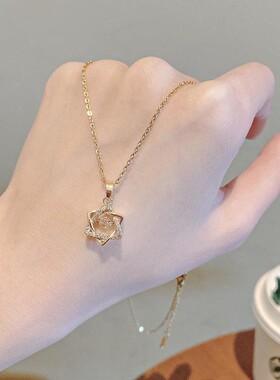 网红爆款六芒星钛钢项炼女