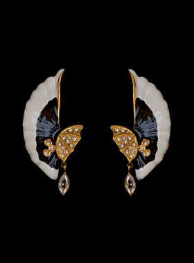 古着vintage复古white wings翅膀耳钉耳饰