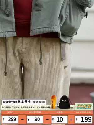 WHOSETRAP original new trendy brand national tide American leisure Youth retro corduroy overalls trousers