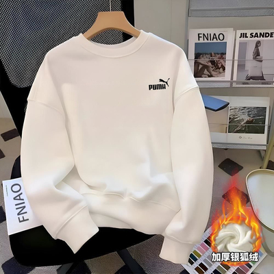 奥莱纯棉卫衣男士秋冬季加绒加厚圆领宽松运动长袖休闲上衣打底衫