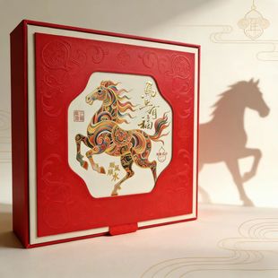 新款马到成功包装盒四拼西洋参滋补品干货礼品盒马年礼盒包装空盒