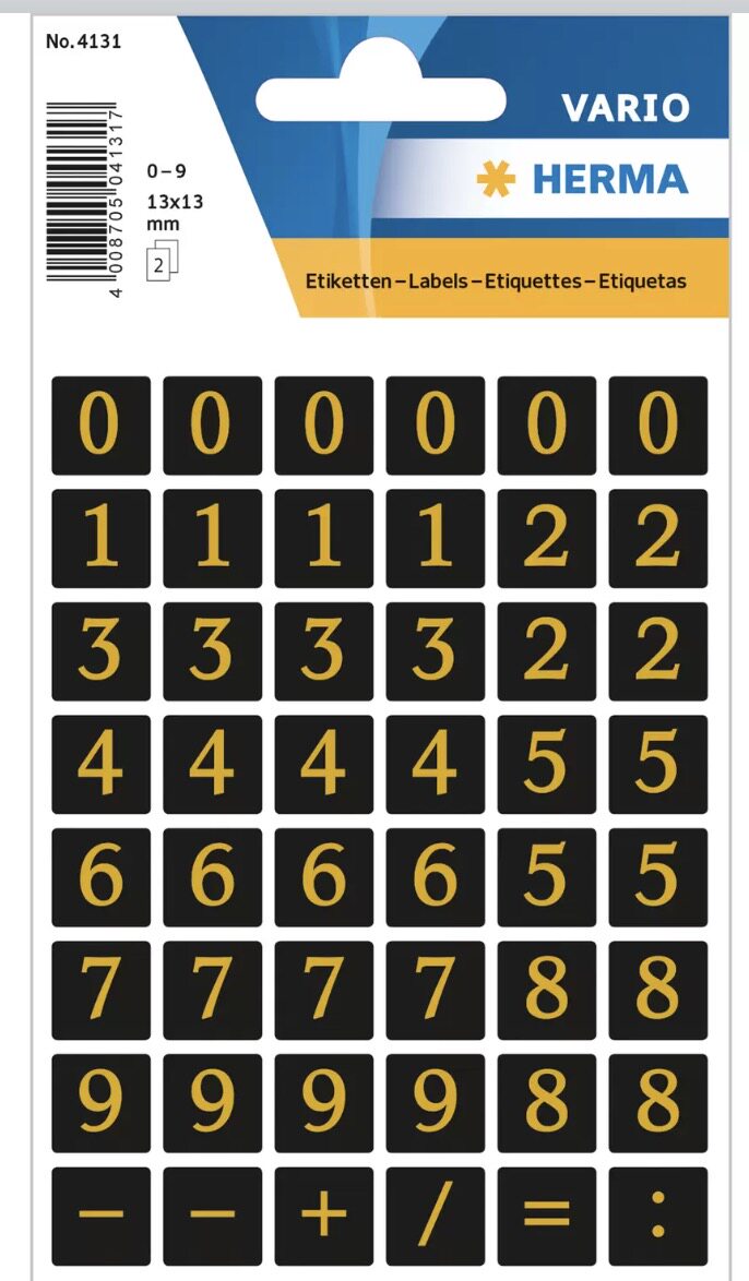 德国金色数字贴纸HERMA