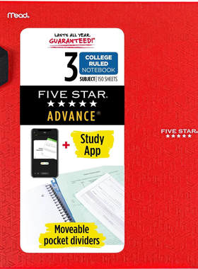 MEAD 73138 美德FIVE STAR美式三科三孔笔记本记事本27.9X21.5cm