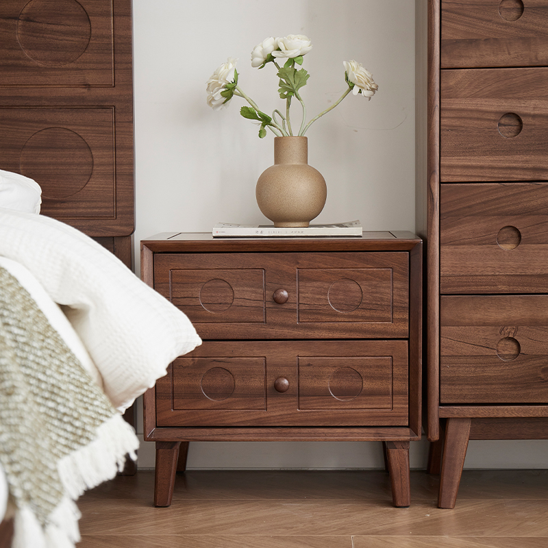 全实木床头柜复古床边柜