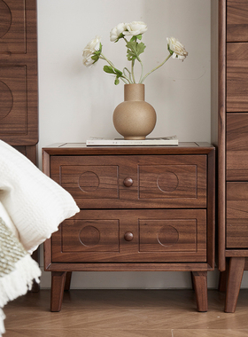 璞沁木作全实木床头柜复古创意床边柜置物矮柜储物小柜子