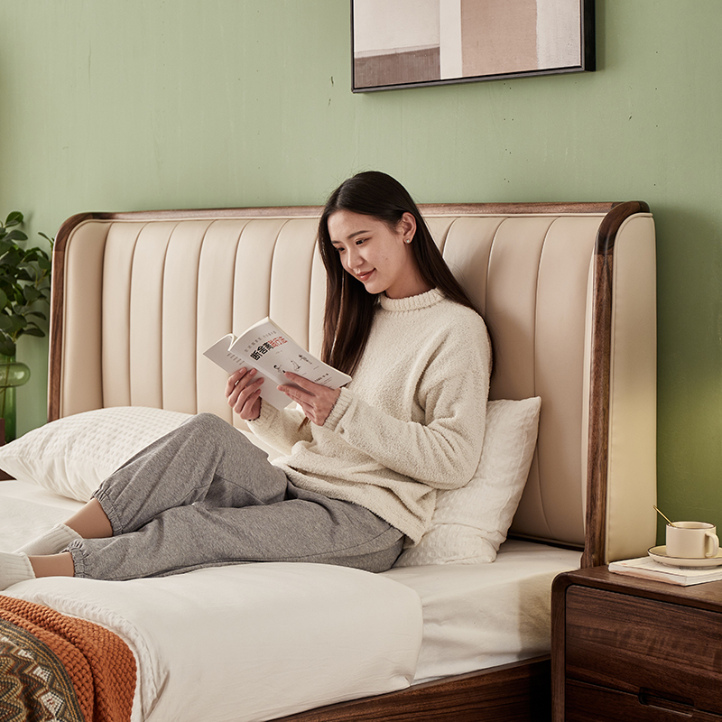 大床黑胡桃木床璞沁木作北欧简约