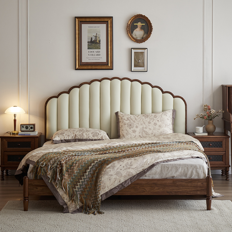 璞沁木作美式黑胡桃木实木床