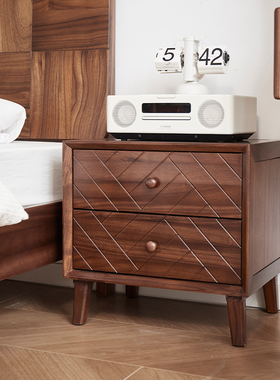 璞沁木作简约现代实木床头柜床边收纳柜储物柜