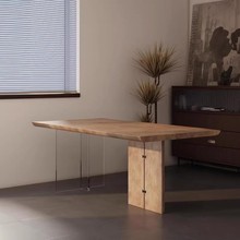 北欧原木泡茶桌实木餐桌椅组合白蜡木茶台简约办公桌大板桌书桌
