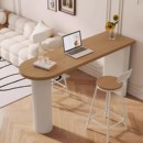 奶油实木吧台桌家用简约阳台靠窗桌高脚桌靠墙长条桌咖啡桌椅组合