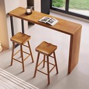 现代简约木质靠墙长条吧台桌椅组合家用阳台客厅隔断高脚桌可定制