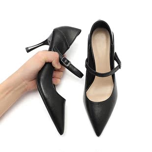 真皮黑色高跟鞋 33大码 女细跟ol通勤职业工作面试单鞋 小码