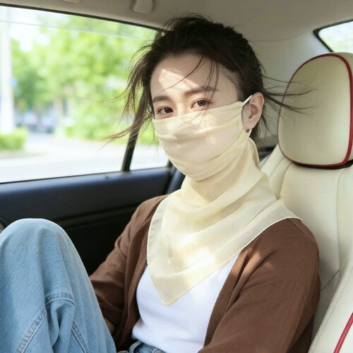 100%桑蚕丝防晒面纱女士透气