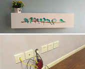 座遮挡盒网线电视线插板壁挂收纳盒背景墙置物架免打孔遮丑装 饰箱