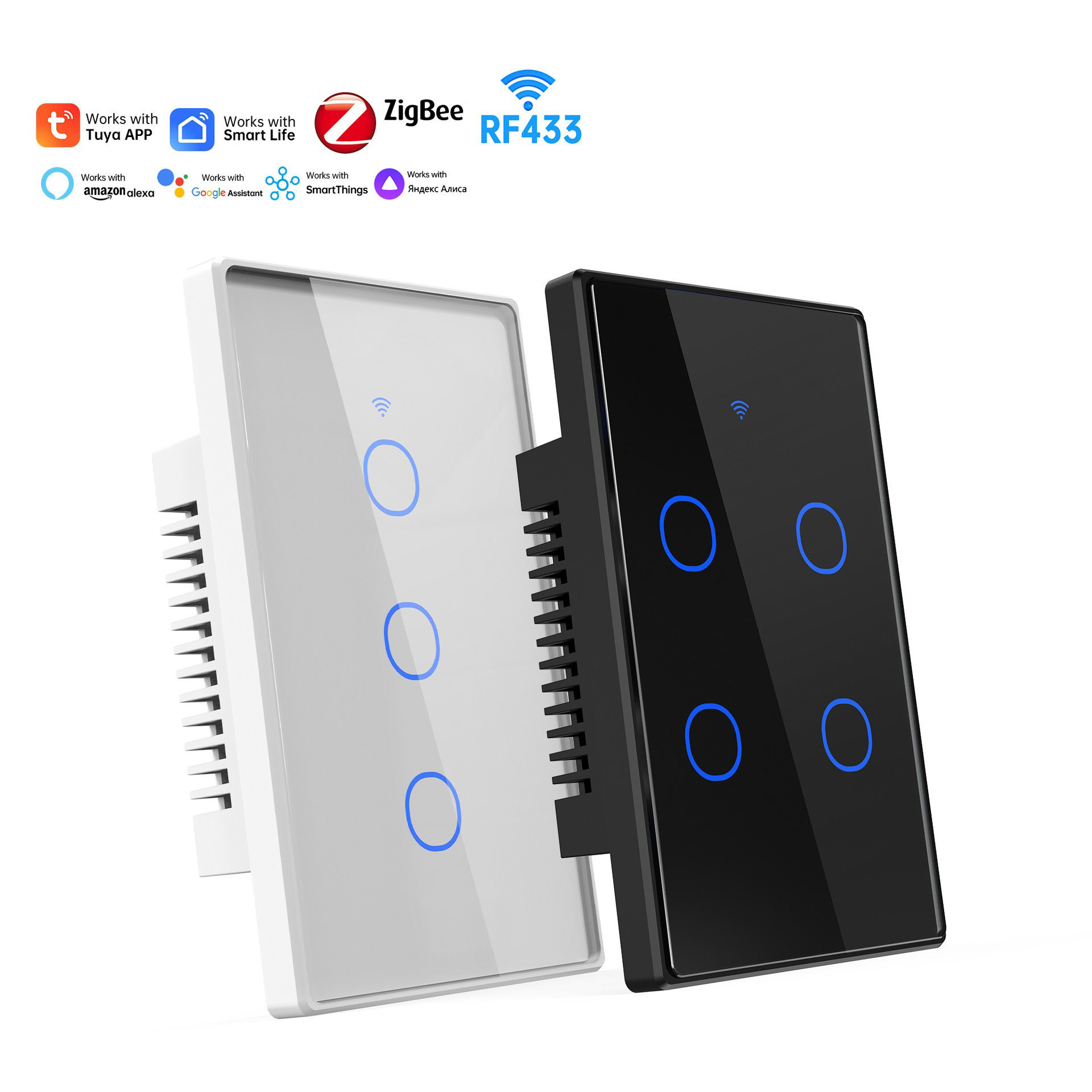 涂鸦zigbee+433触摸墙壁开关118型Alexa美规澳洲规巴西规单零火