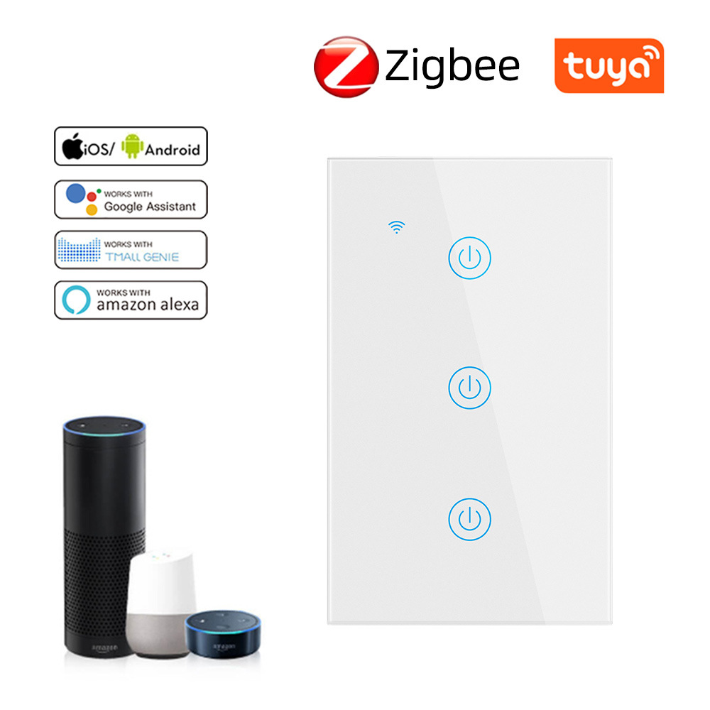 Tuya美规澳规120型Zigbee涂鸦触摸开关1-2-3-4路语音控制手机远程