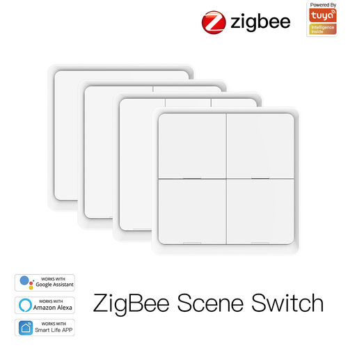 涂鸦zigbee场景开关无线4键随意贴床头开关手机远程控制白色Tuya