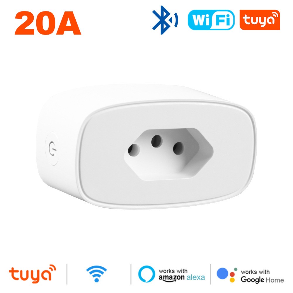涂鸦WiFi巴西标准20A智能插头监控智能生活APP带电量Alexa Tuya