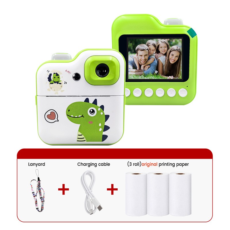 新款儿童数码拍立得相机萌趣卡通迷你玩具高清打印照相机黑白打印