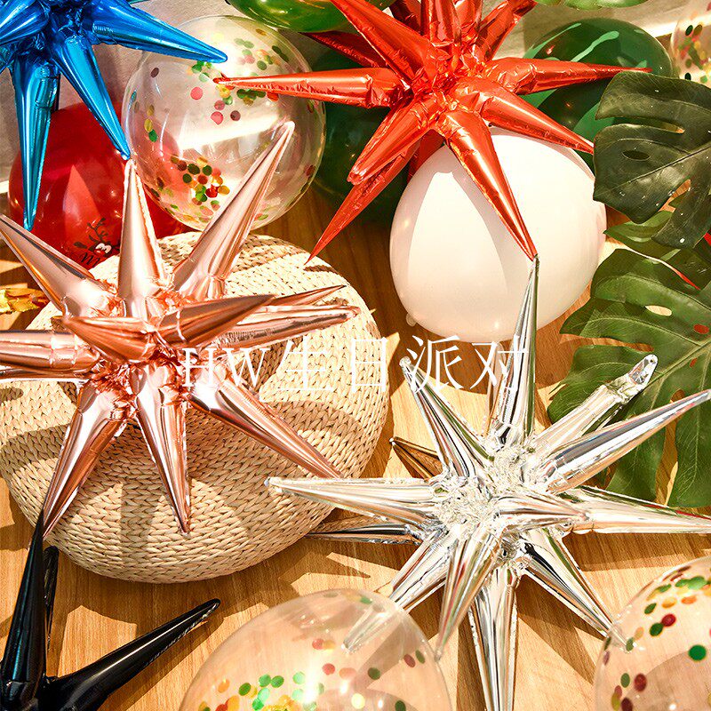 连体爆炸星铝膜气球装饰布置