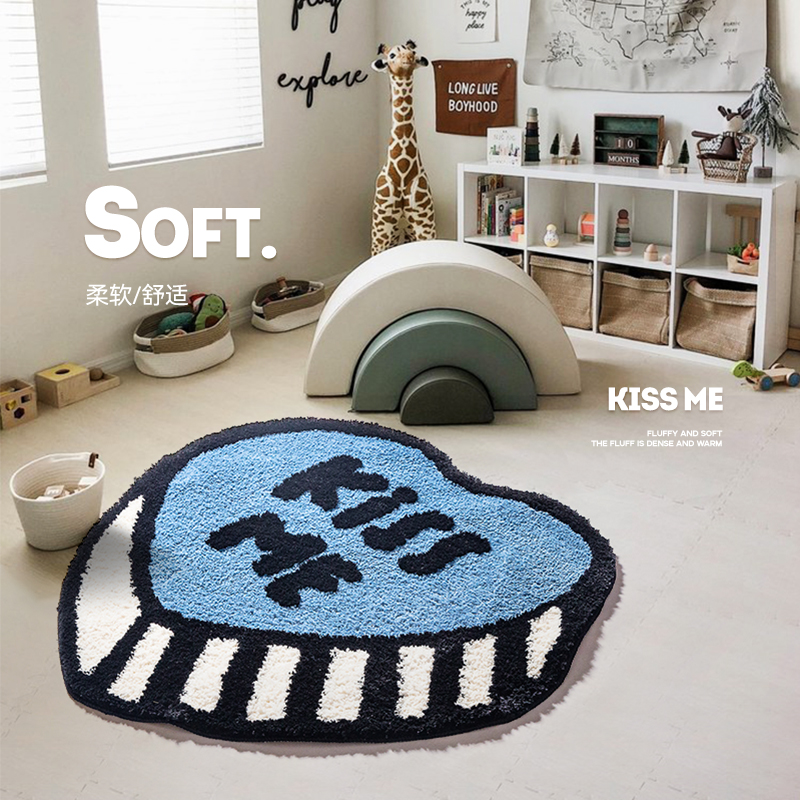 Kiss地垫浴室浴缸脚垫心型卫生间吸水防滑垫子入户地毯家用装饰毯