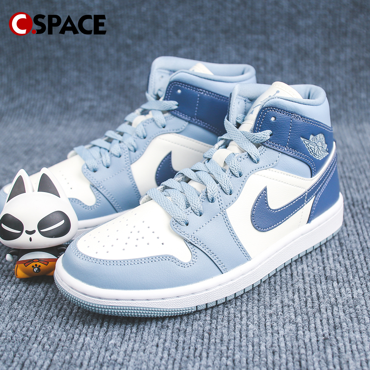 Cspace W Air Jordan 1 Mid AJ1白蓝 高帮复古篮球鞋 BQ6472-140 运动鞋new 篮球鞋 原图主图