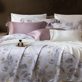 夏季 凉感重磅真丝印花四件套25姆米桑蚕丝套件丝滑裸睡床上用品