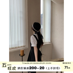 馨帮帮自制连衣裙韩系2024新款学院风少女甜美百褶黑色背带裙女夏