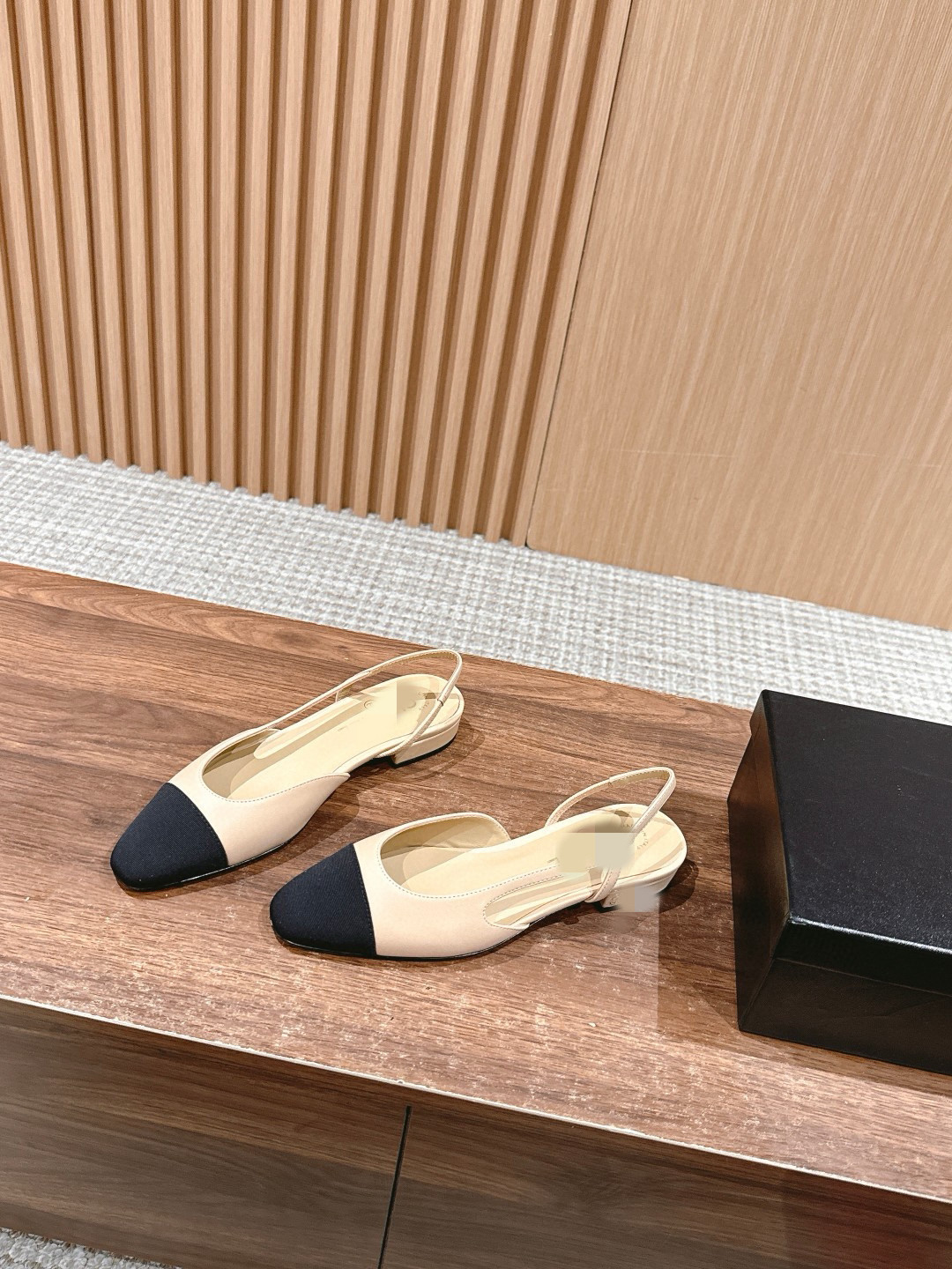sling back 拼色包头凉鞋6.5cm粗跟淑女性感2025经典