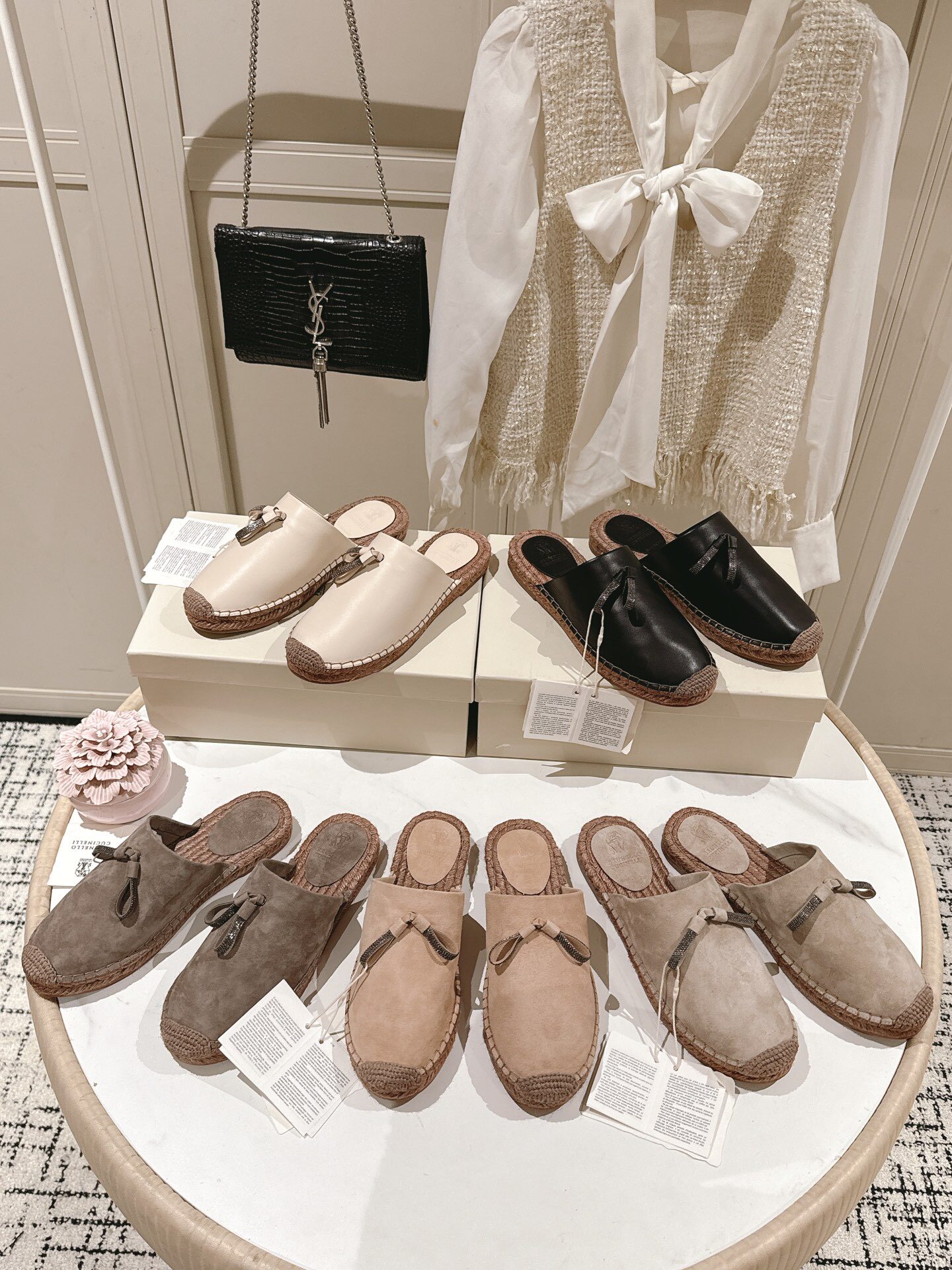 牛皮水钻渔夫鞋平底女鞋平底包嘴拖流苏