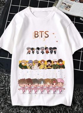BTS防弹少年团同款短袖T恤田柾国金泰亨周边卡通粉丝应援服潮春夏