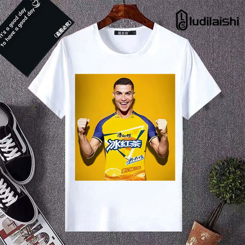 C罗劲凉足球周边表情包圆领短袖T恤二次元夏季休闲上衣