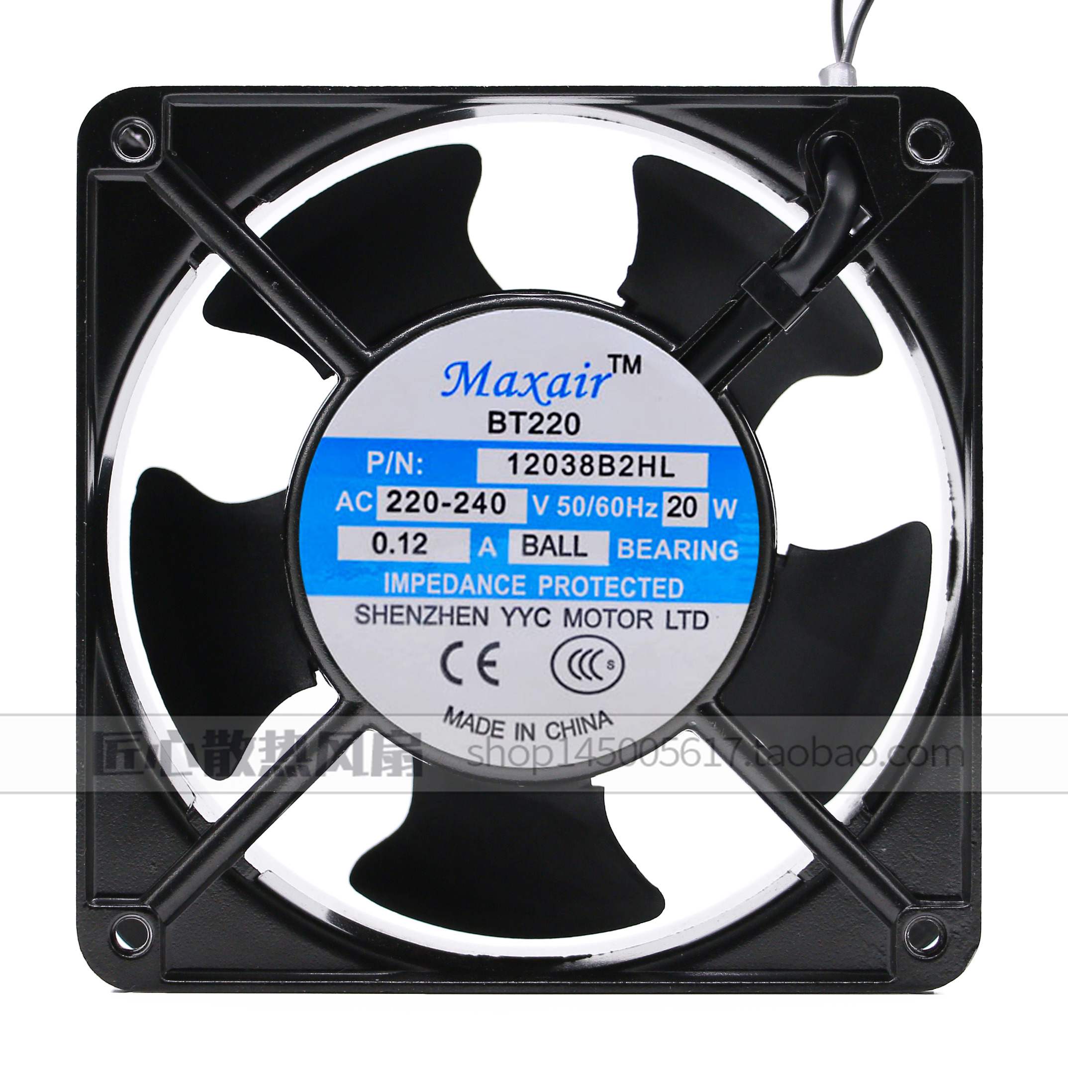 MAXAIR 永业昌 BT220 220V 12038 12CM 12038B2HL B1 B3 散热风扇图片