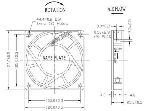 YEF FA1225SH AC 220V 0.1A 16W 120x25mm 12厘米散热交流风扇