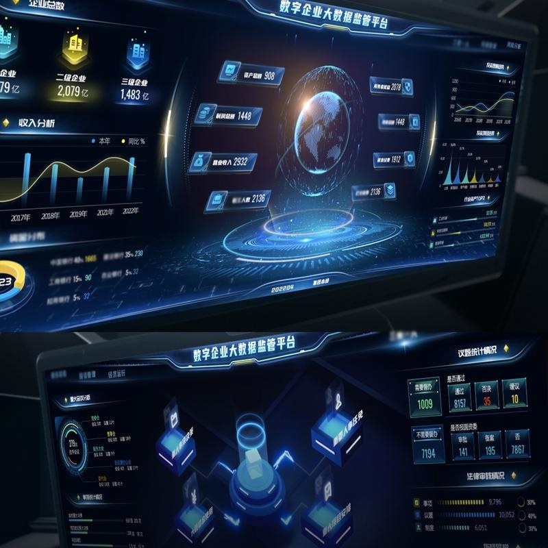 6套智慧企业数字化可视化科技炫酷大屏UI设计素材psd模版可编辑