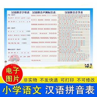 小学生语文汉语拼音字母声调音节全表学习挂图电子版图片打印资料