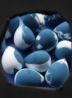 Precia/细腻双色柔软蓝白大理石美妆蛋超软上妆海绵化妆蛋不吃粉