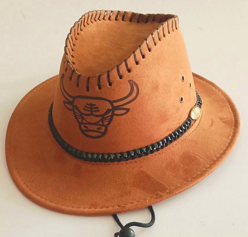 西部牛仔帽草原旅游遮阳帽男女夏凉帽子蒙古族仿皮透气牛头大檐帽