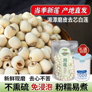 小茵姑娘湖南湘潭莲子干货去芯白莲无硫磨皮带芯莲子百合银耳莲米