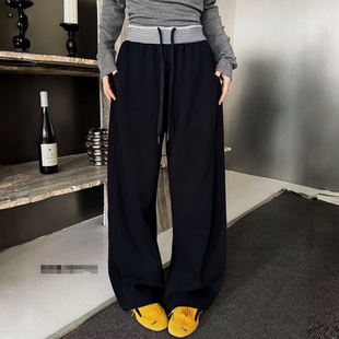 宽松显瘦阔腿直筒加绒休闲裤 冬季 女25770 松弛漫游 合肥欢欢