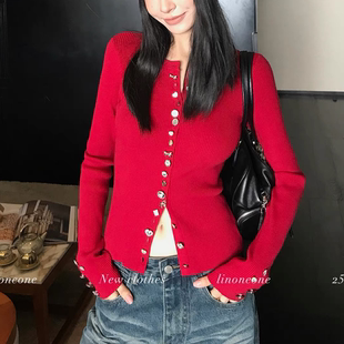 时髦内搭开衫 气质重工多扣弹力修身 毛衣女1303 千金感 合肥欢欢