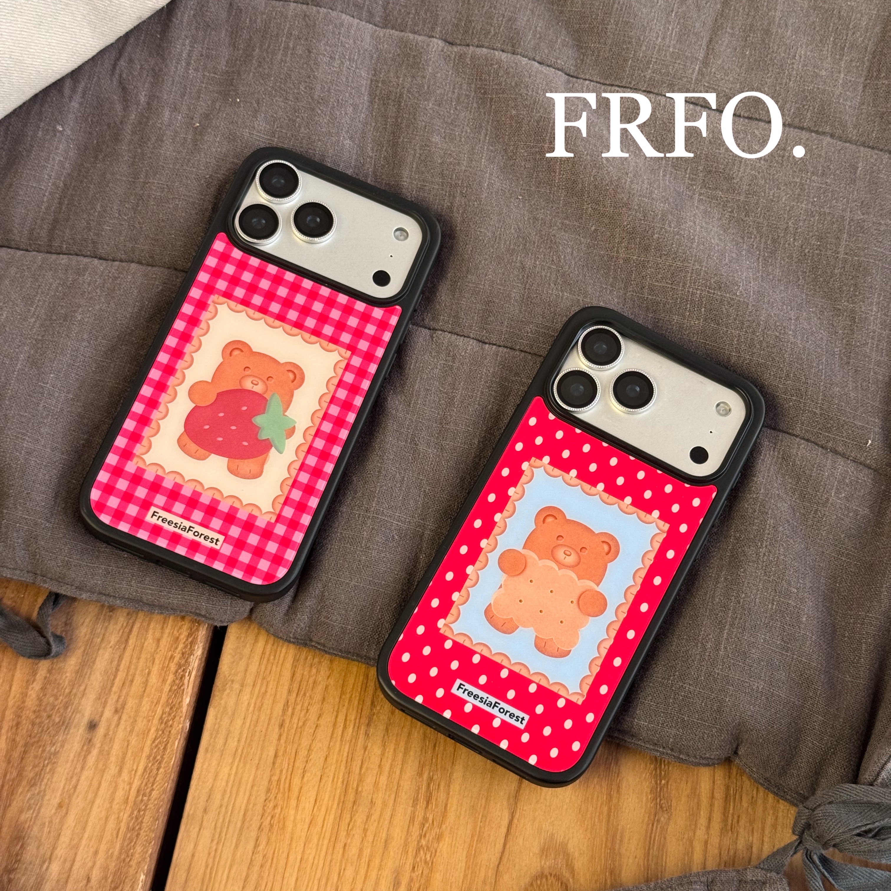 苍兰森林 草莓小熊饼干黑边手机壳适用苹果iPhone17ProMax软边硬壳可爱防摔韩国ins风原创高级感
