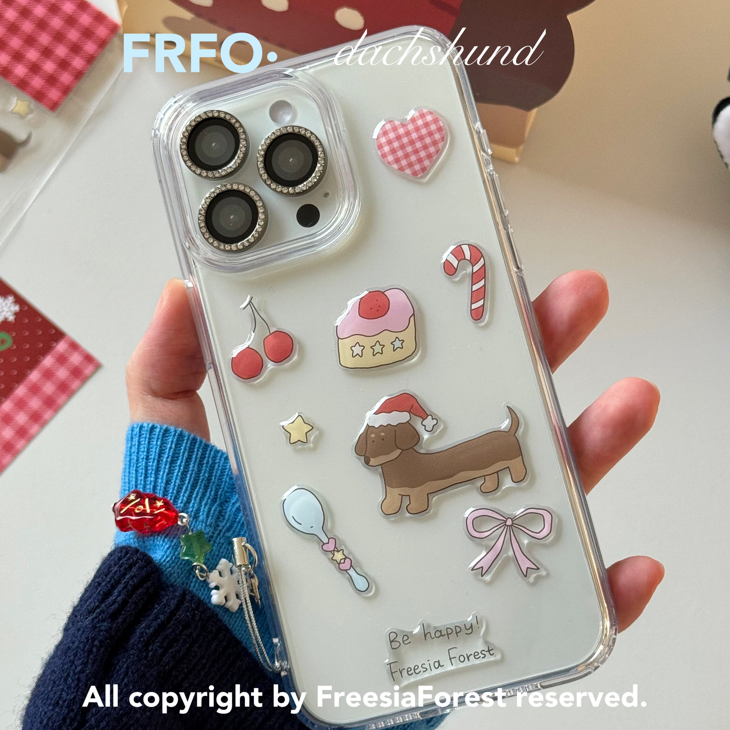 苍兰森林 腊肠狗滴胶贴纸圆润边亚克力透明手机壳适用苹果iPhone16ProMax高透壳防摔大孔高级相机按键保护贴