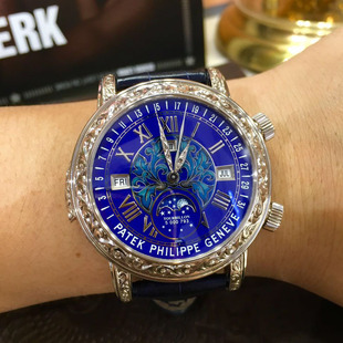 机械手表 999新超级复杂功能计时系列 男士 蓝面 三问腕表 PP6002G